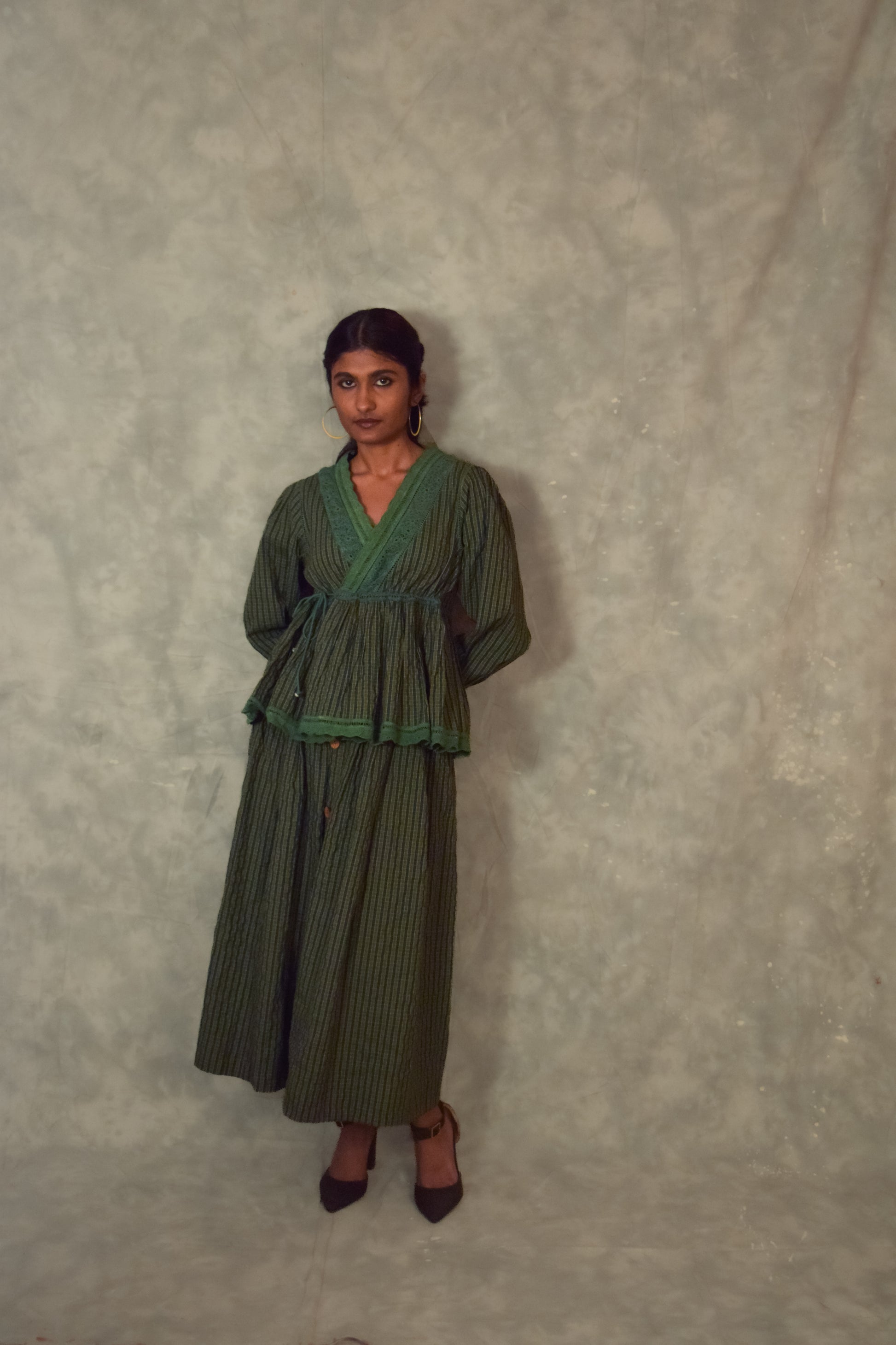 Veni  Skirt - Eucalyptus plaids TheKefiHouse