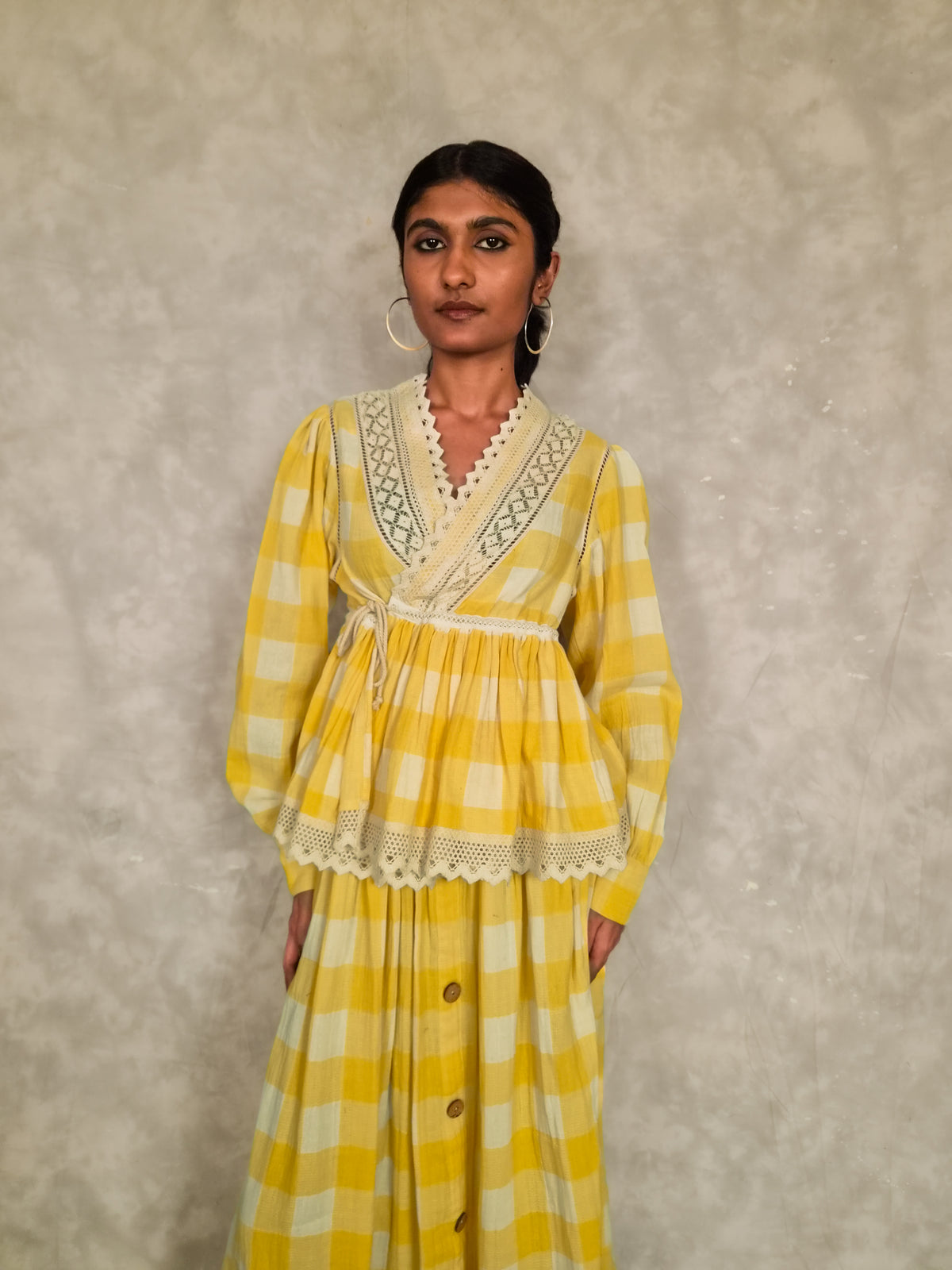 Swirl Top - Yellow checks TheKefiHouse