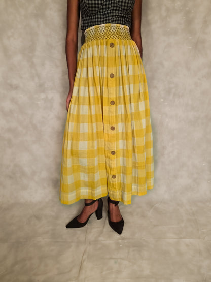 Veni  Skirt - yellow checks TheKefiHouse