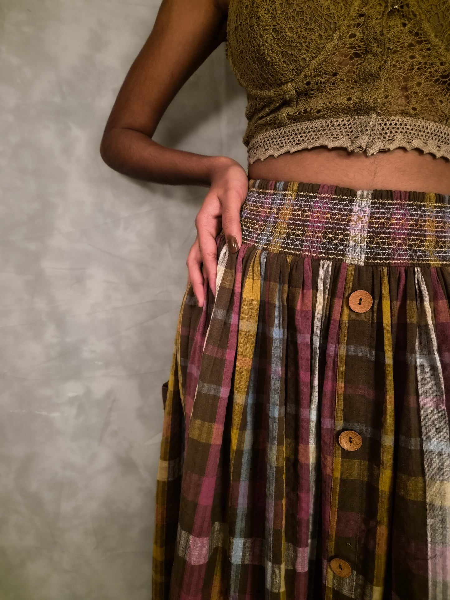 Veni  Skirt - Brown plaids TheKefiHouse