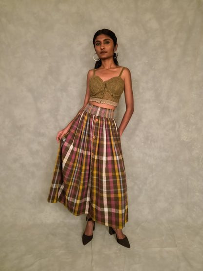 Veni  Skirt - Brown plaids TheKefiHouse