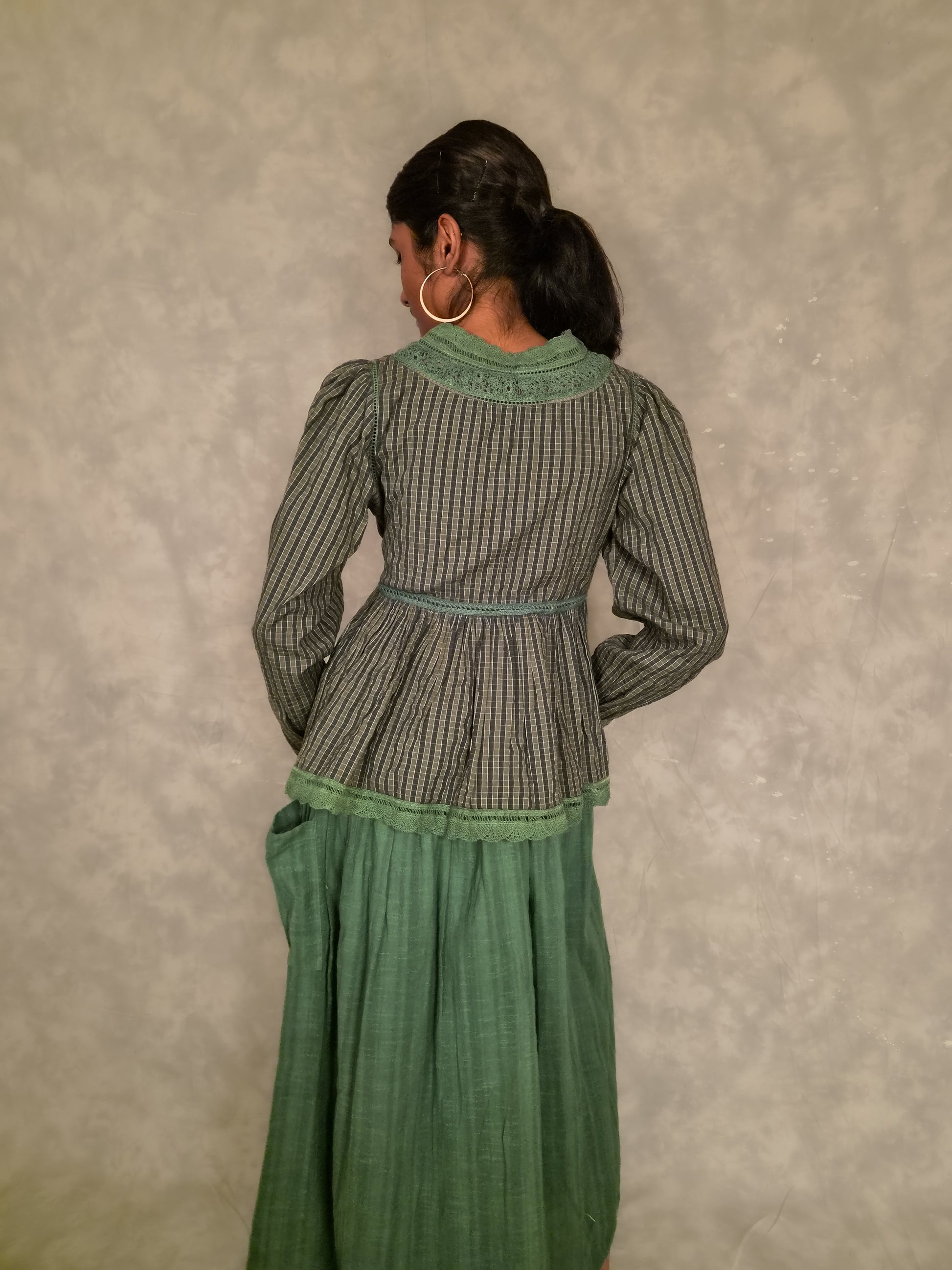 Swirl Top - Eucalyptus checks TheKefiHouse
