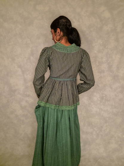 Swirl Top - Eucalyptus checks TheKefiHouse