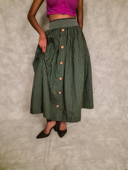 Veni  Skirt - Eucalyptus plaids TheKefiHouse