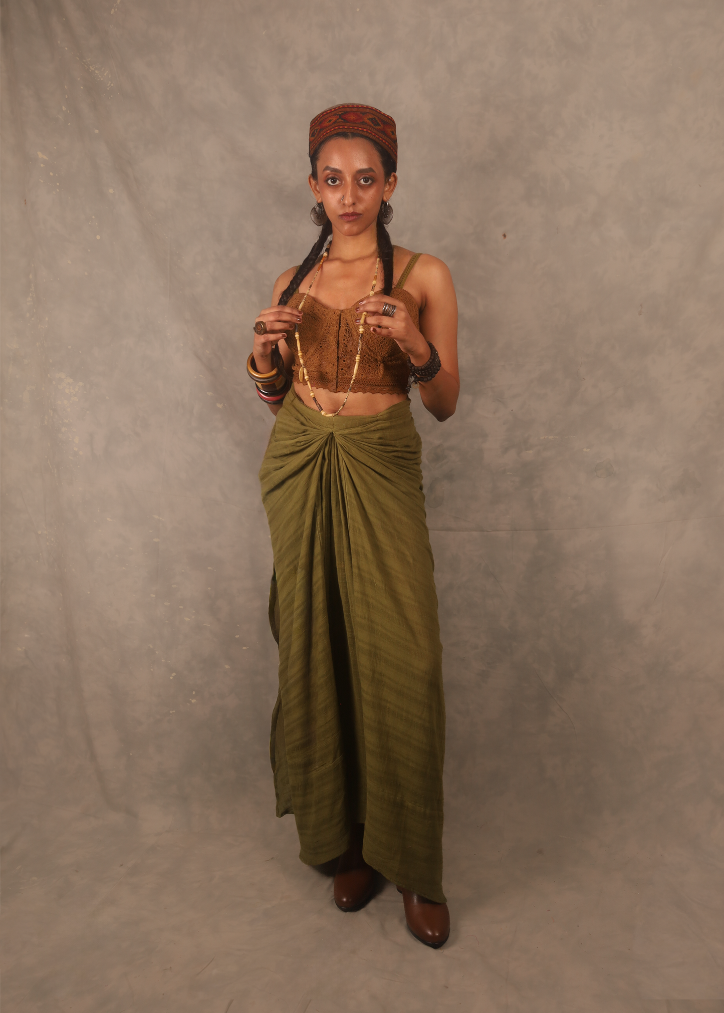 Kefi Gathered wrap skirt - Henna TheKefiHouse