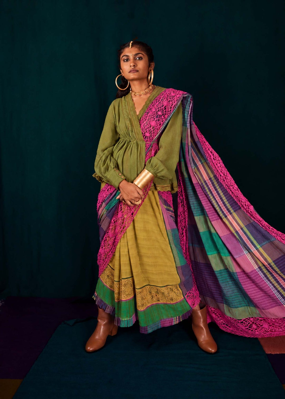 Thirak saree - Plaids TheKefiHouse